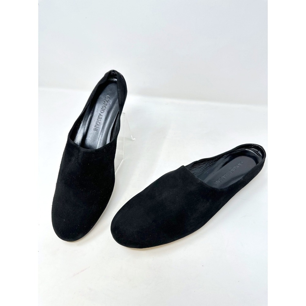Giorgio Armani Suede Modern Minimalist Mules Black 38